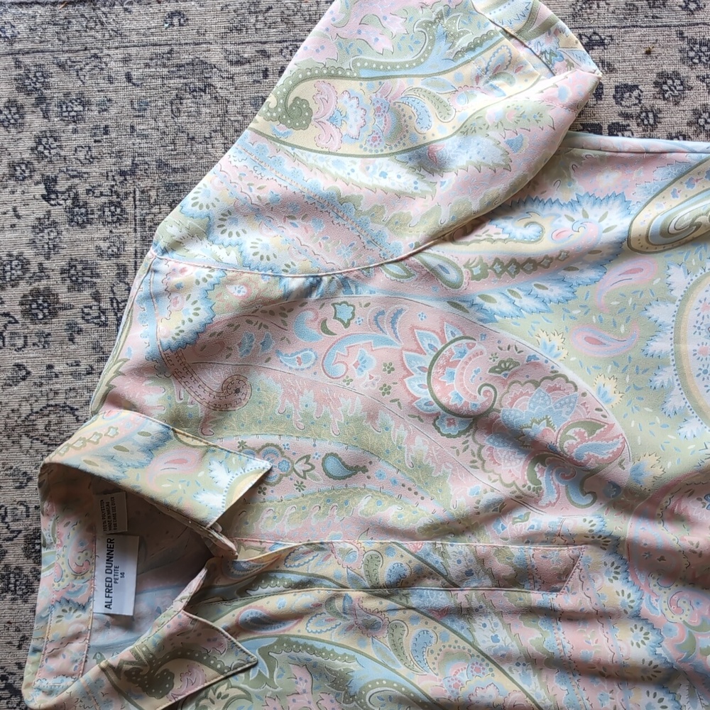 Vintage Paisley Pastel Alfred Dunner Petite Size 14 Short Sleeve